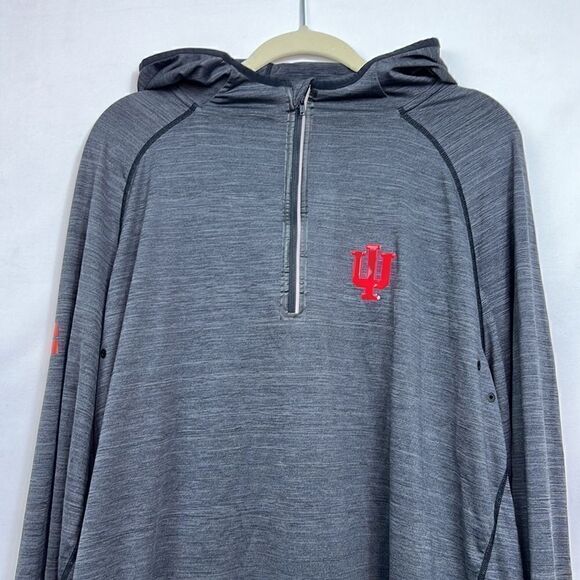 Level Wear Gray Indiana Hoosiers 1/4 zip hooded shirt size XL EUC - Picture 2 of 11